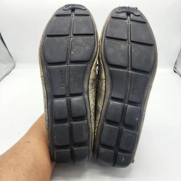 Prada Men's Textured Tan Loafers